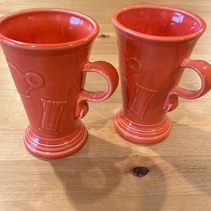 Retired persimmon Fiestaware pedestal mugs (two)